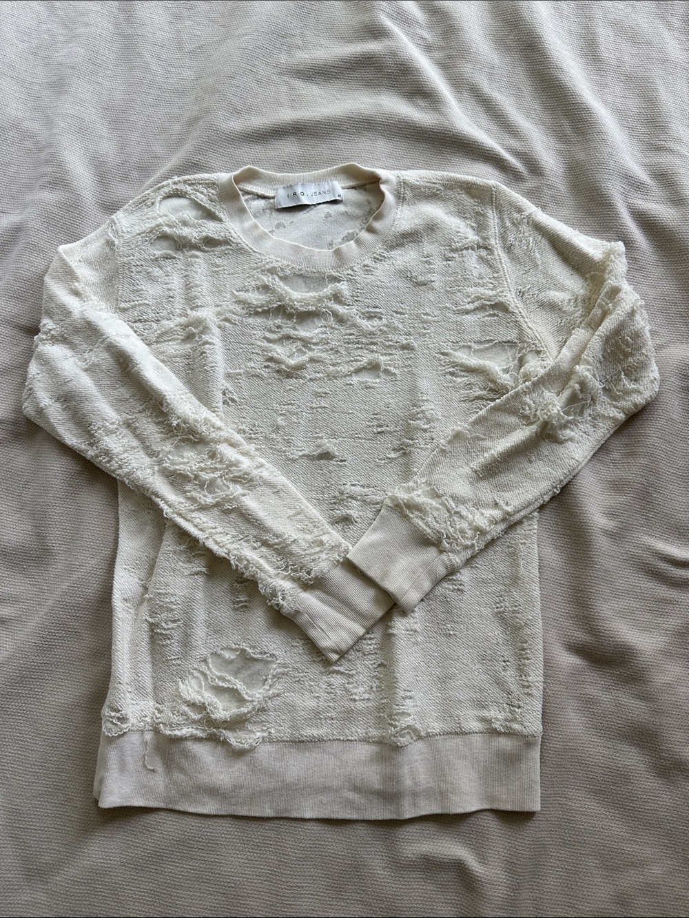 Iro distressed Crewneck Sweatshirt- Off-White